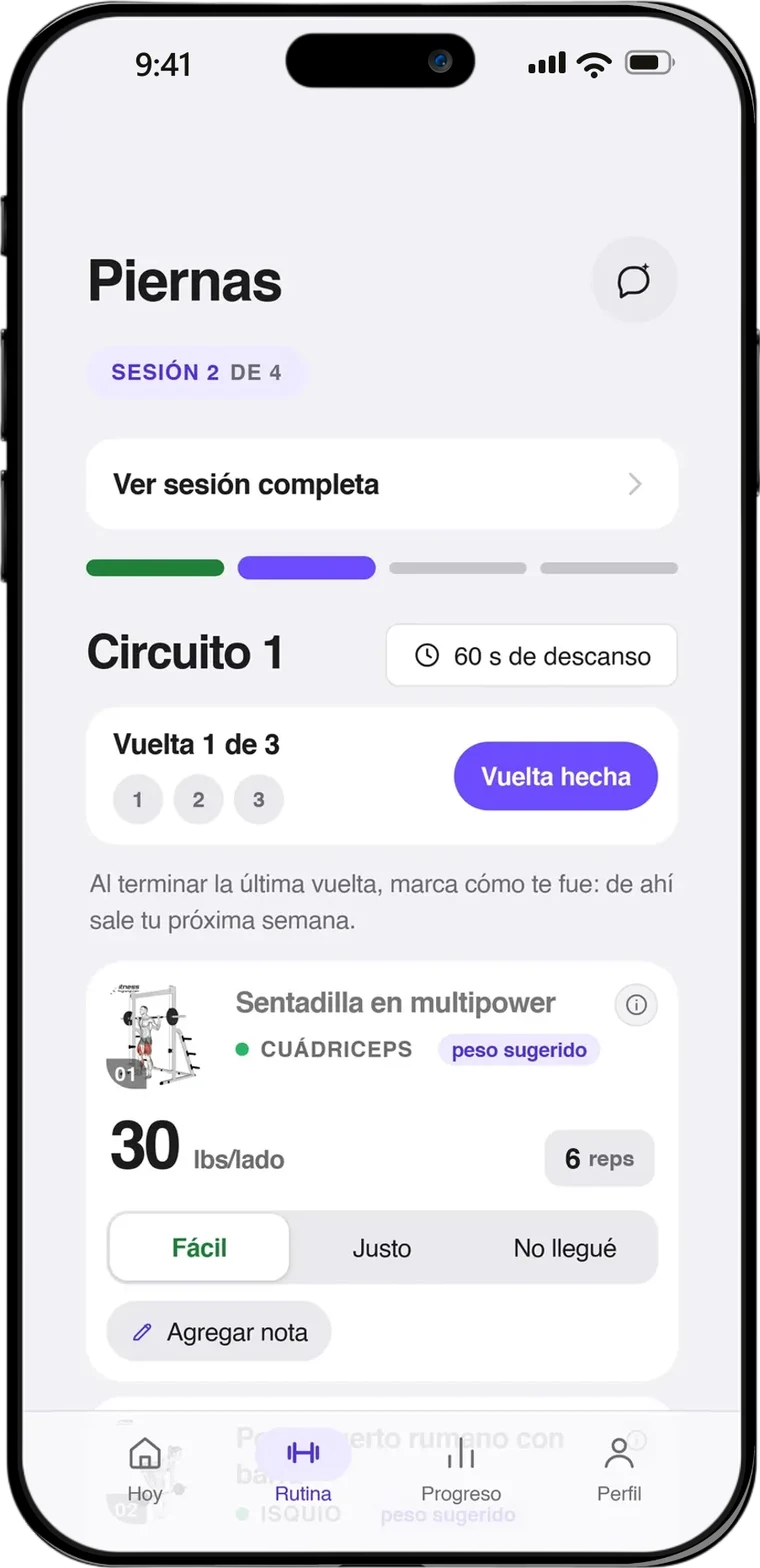 Mi Rutina, pantalla 2